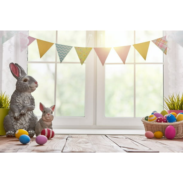 Yeele-Easter-Backdrop 6x4ft Easter Photography Background Eggs Blue Sky Brown Wooden Table Sunshine Photo Backdrops Pictures Studio Props Wallpaper 